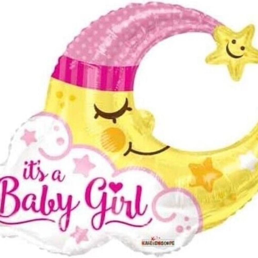 Kaleidoscope 36 Inch It's a Girl Moon Balloon Baby Shower Party Supplies